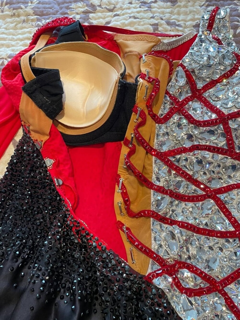 Artistry In Motion Red and Black Smooth Ballroom Dress - Picture 3 of 5